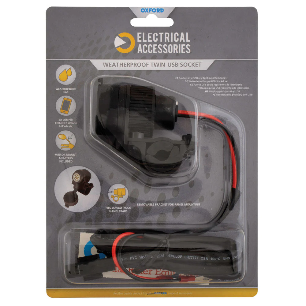 Oxford Weatherproof Twin USB Socket